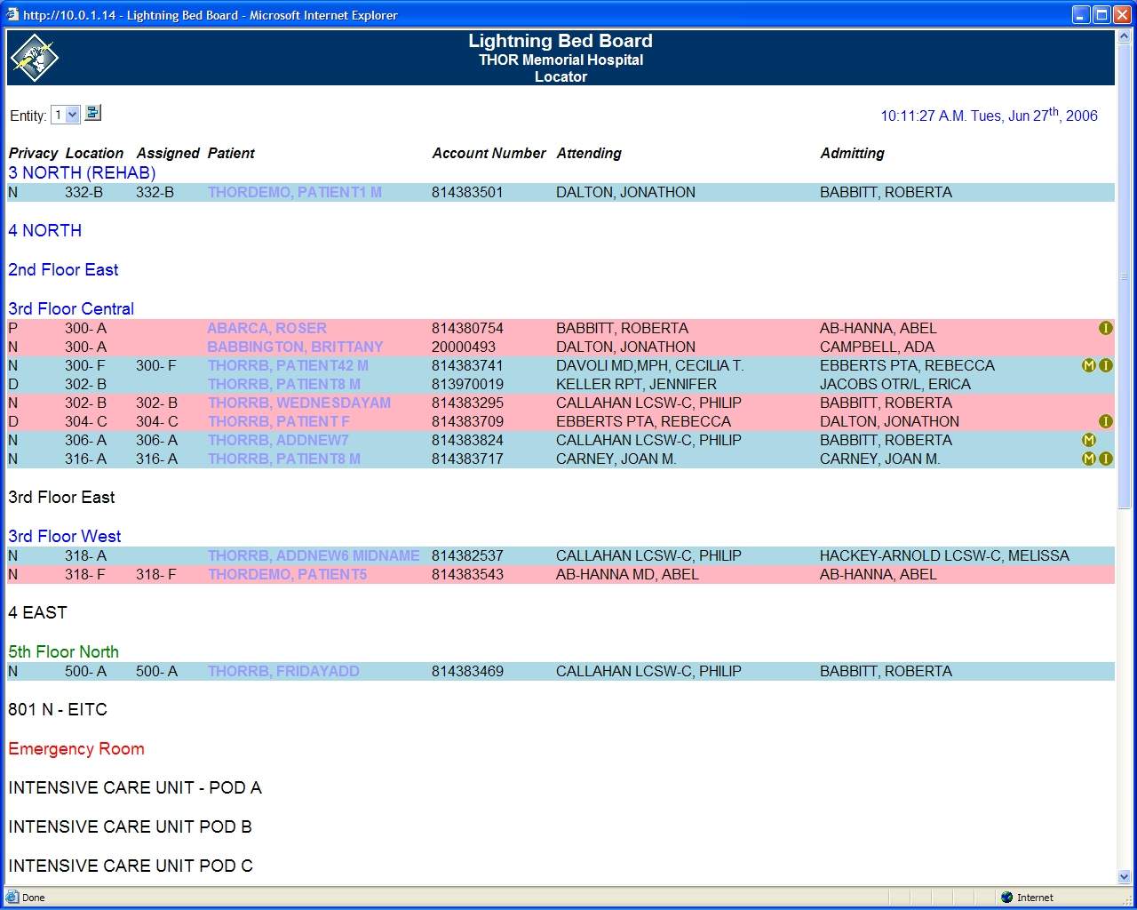 Patient tracking is standard with Lightning Bed Board